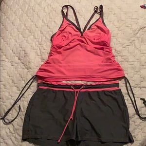 Pink and grey tankini